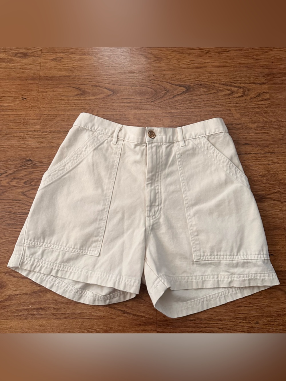 Big Bud Press Cream High-Waist work pants cotton Utility Shorts size medium